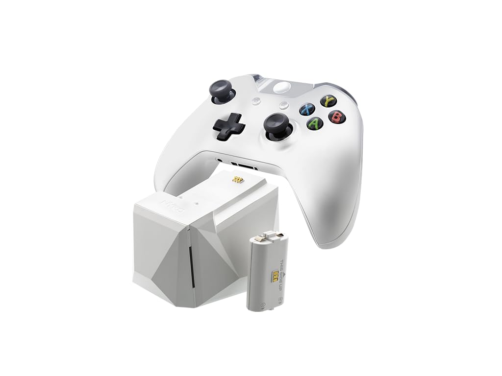 Nyko Charge Block Duo - 2 Port Controller Charging Station with 2 Rechargeable Batteries, Covers and included Micro-USB/AC Power Cord for Xbox One - White