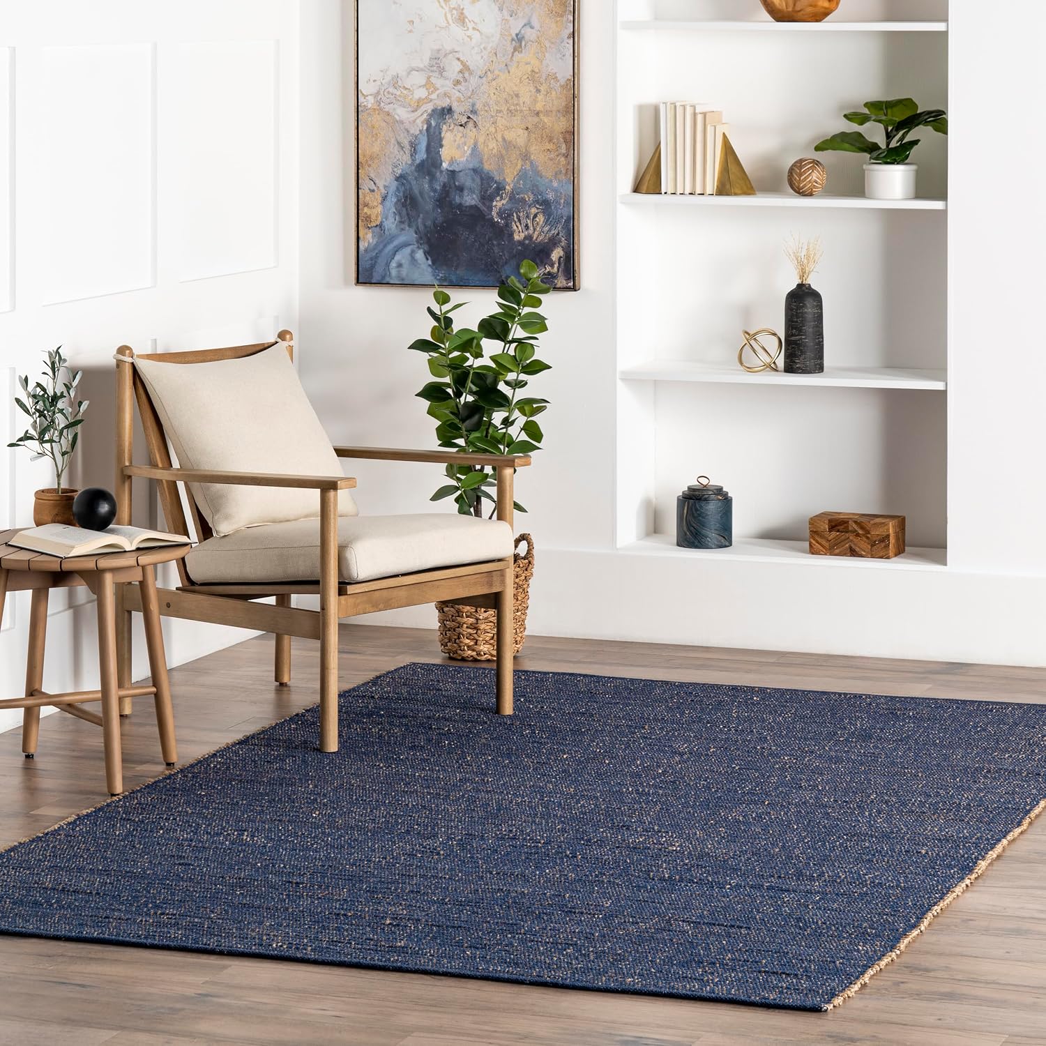 nuLOOM Elfriede Blue Solid Flatweave Area Rug, 10' x 14'