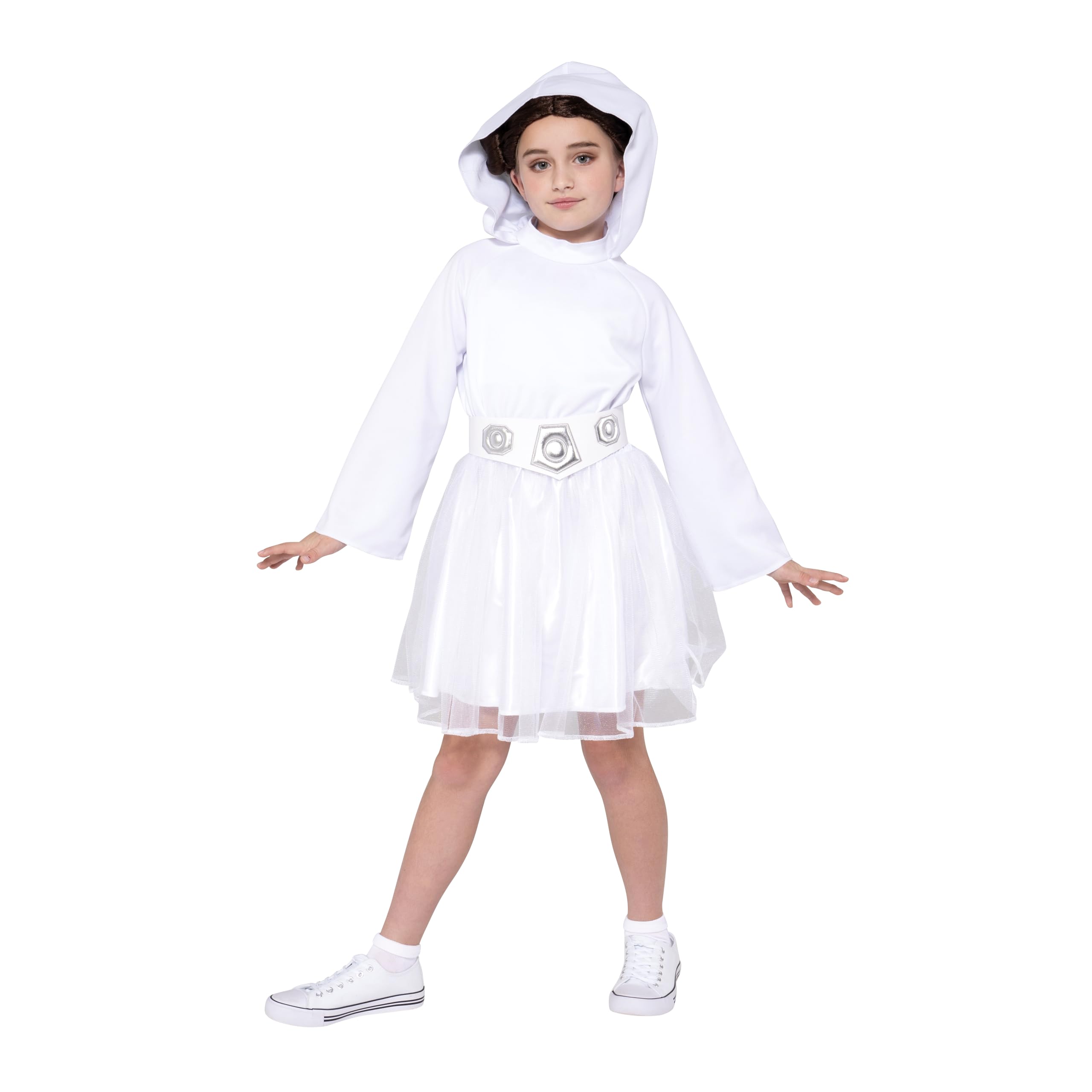 Star Wars Princess Leia Official Youth Halloween Dress - Premium Quality Printed Dress with Wig and Belt (XS)