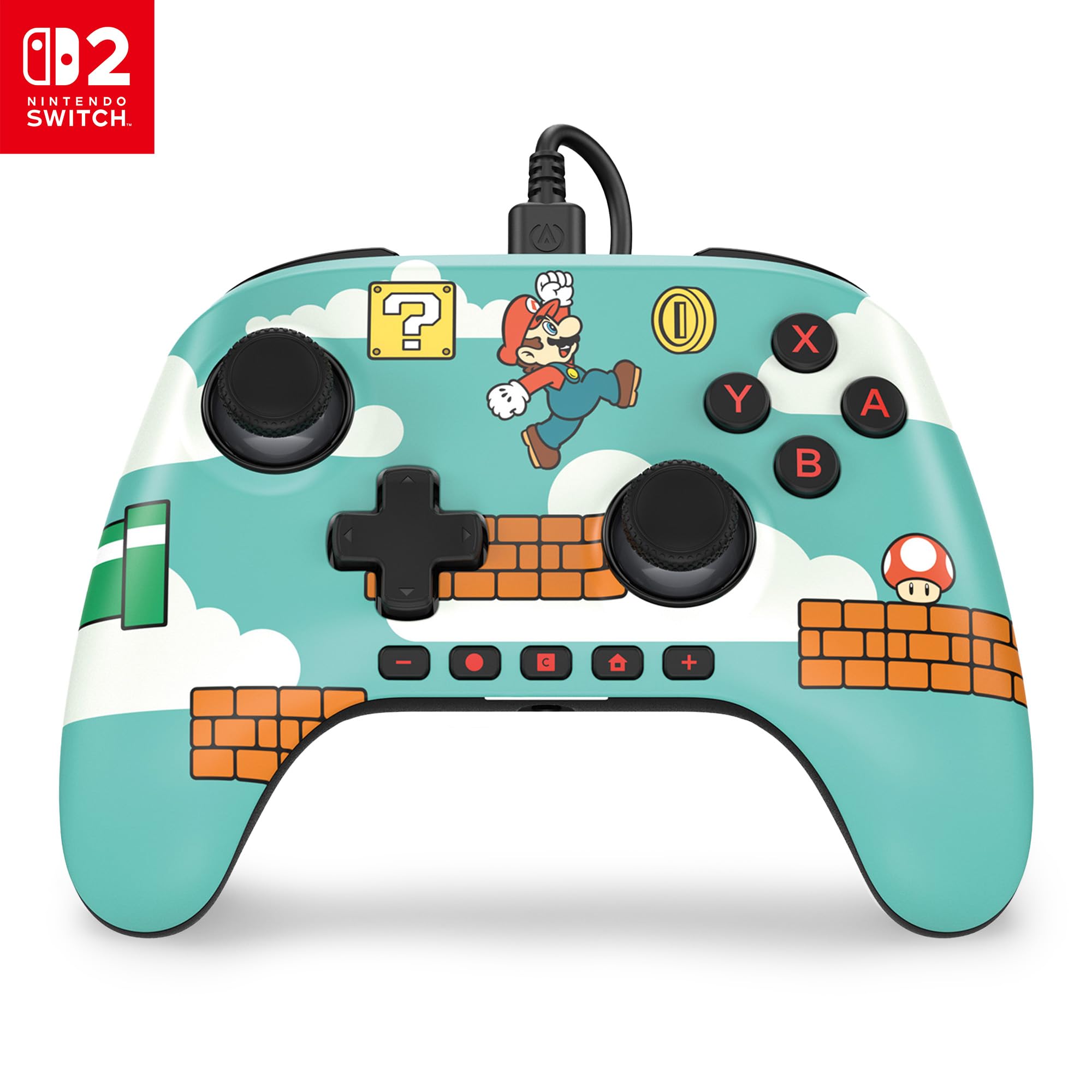 PowerA Advantage Wired Controller for Nintendo Switch 2 - Mario Time, Officially Licensed, Hall Effects, Mappable Buttons, Pro Controller, C Button, On-board Audio Controls