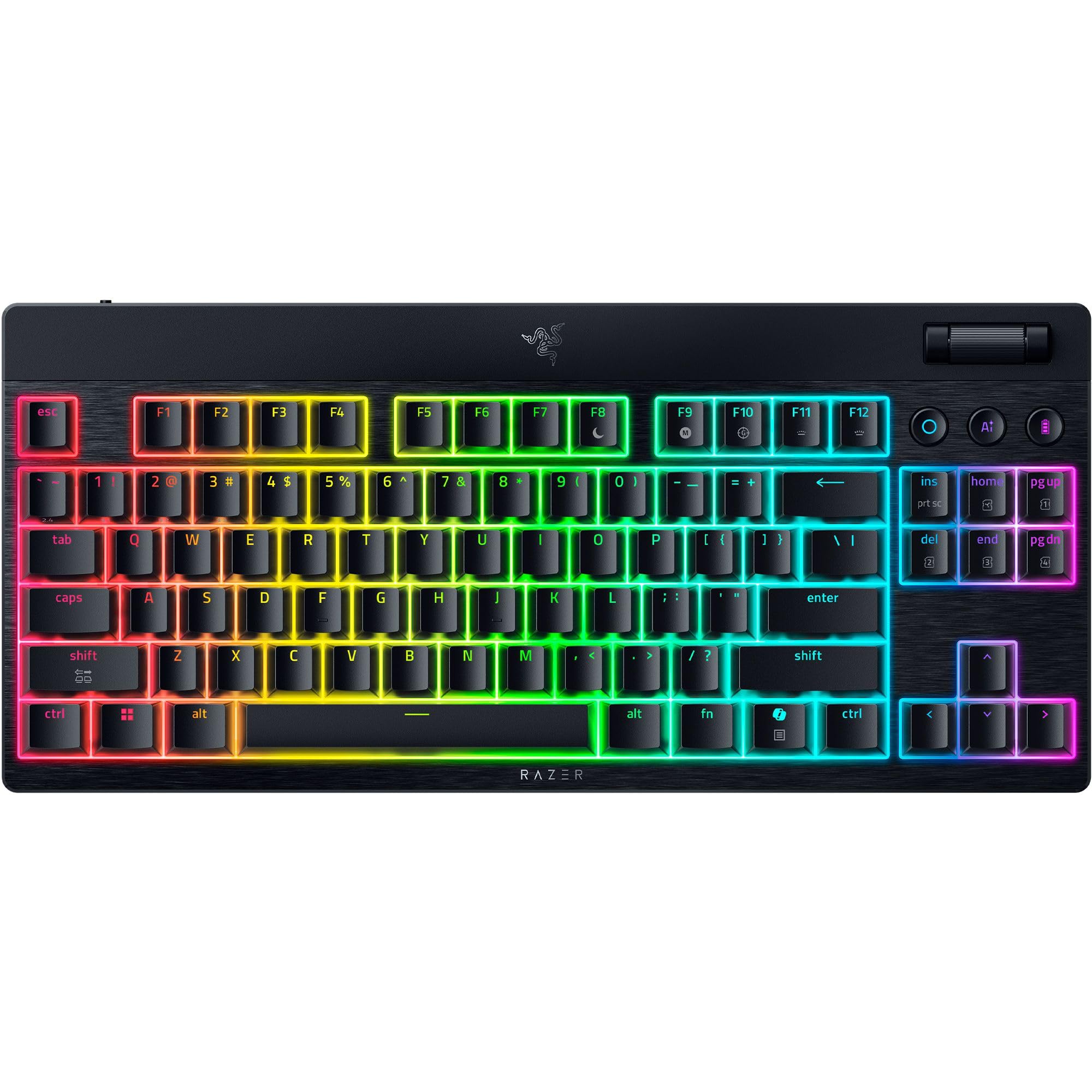 Razer BlackWidow V4 Low Profile TKL HyperSpeed Wireless Gaming Keyboard: Orange Mechanical Switches - 2.4GHz Wireless & Bluetooth - Multi-Function Roller - 3 Control Buttons - Long Battery Life